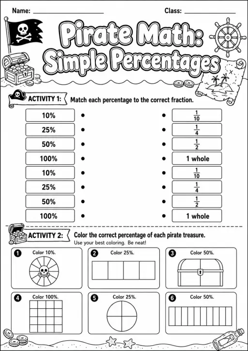 Pirate Math: Position and Direction Worksheet Pack