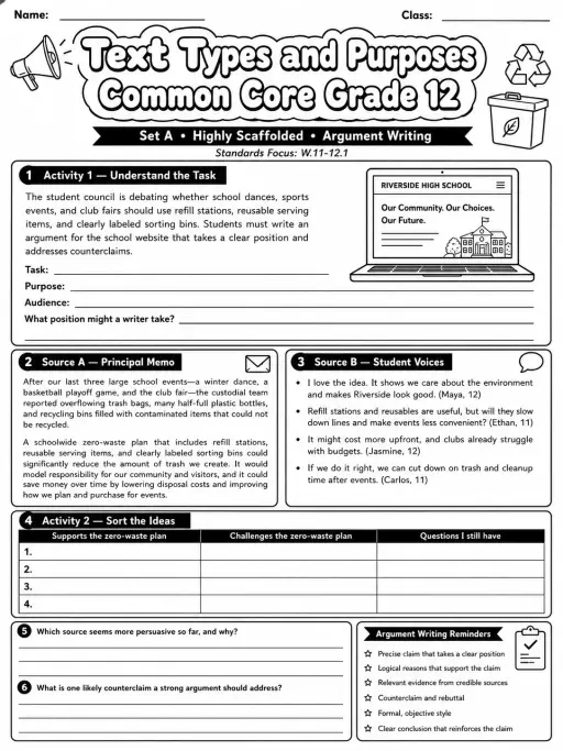 Text Types and Purposes Common Core Grade 12