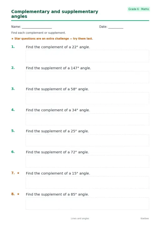Complementary and supplementary angles