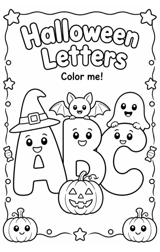 Halloween Letters Coloring Page