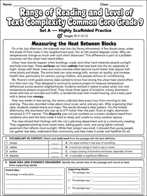 Range of Reading and Level of Text Complexity Common Core Grade 9