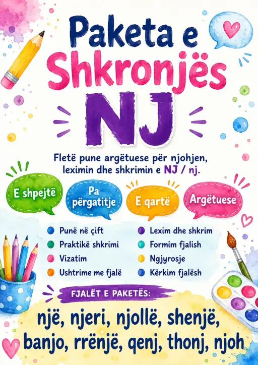 Albanian Letter Nj Phonics Worksheets Pack