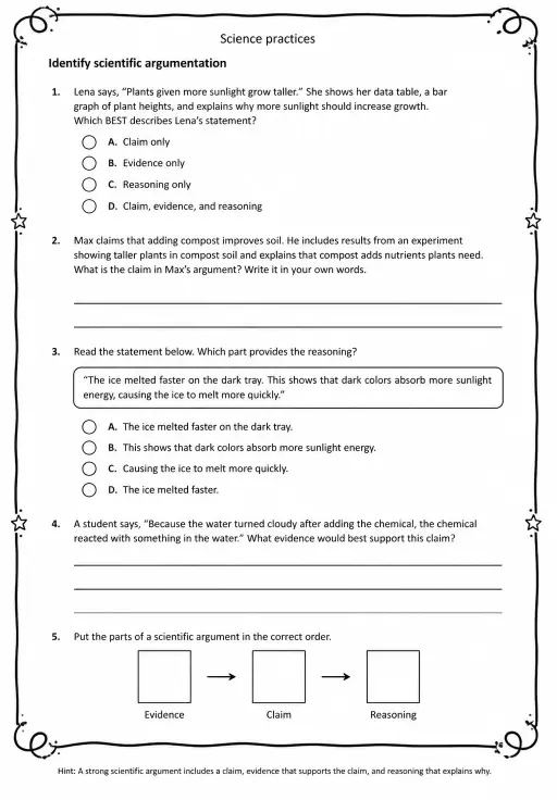 Identify scientific argumentation
