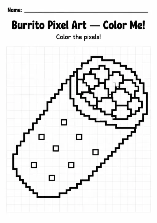 Burrito Pixel Art Coloring Page