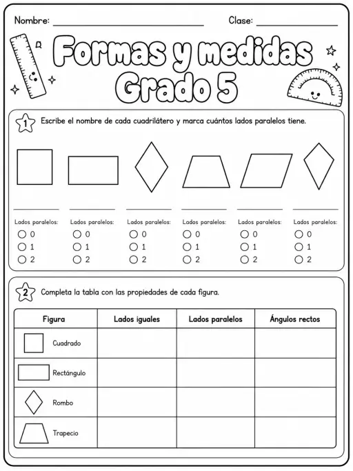 5.º grado - medidas de longitud, masa y capacidad - Paquete de fichas