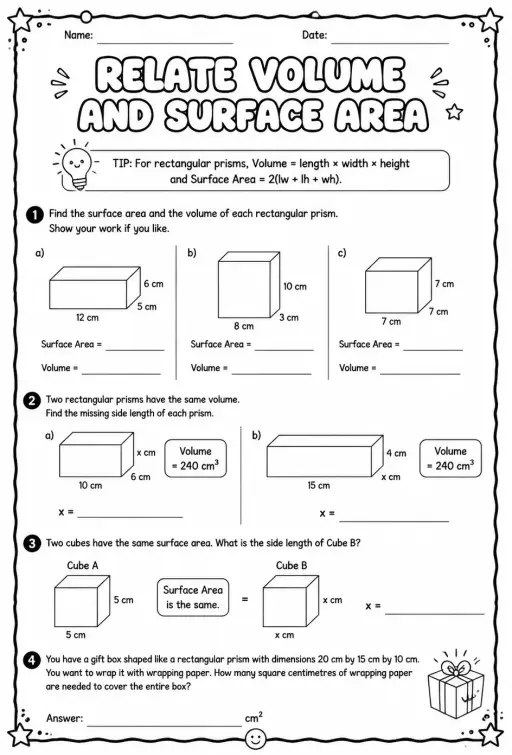 Relate volume and surface area