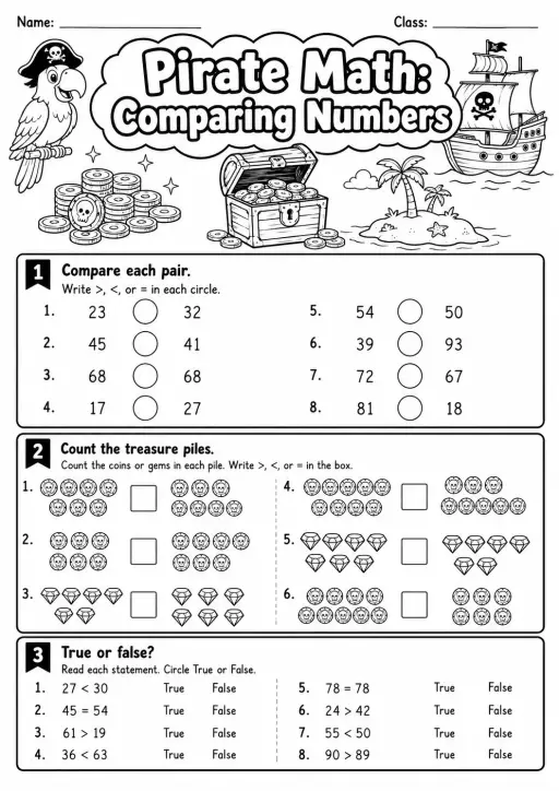 Pirate Math: Word Problems Worksheet