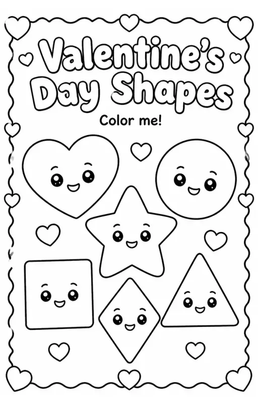 Valentine's Day Shapes Coloring Page