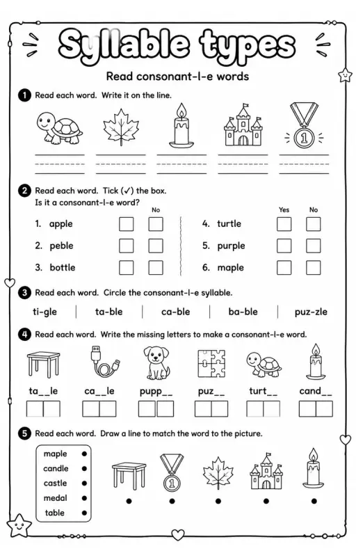 Read consonant-l-e words