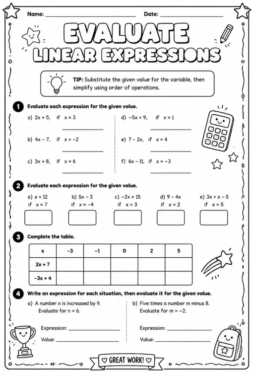 Evaluate linear expressions