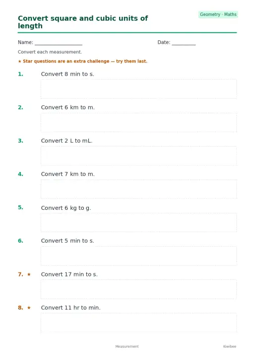 Convert square and cubic units of length