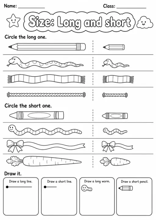 Pre-K Size Math Worksheet Pack