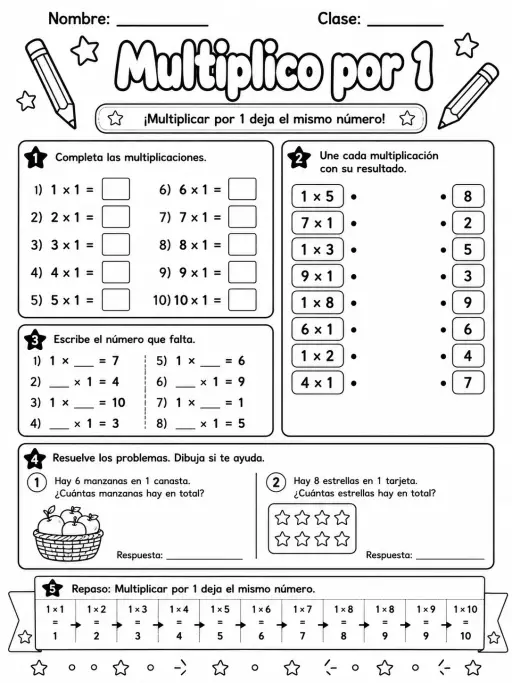 3.º grado - multiplicación y división - Paquete de fichas - Conjunto 2