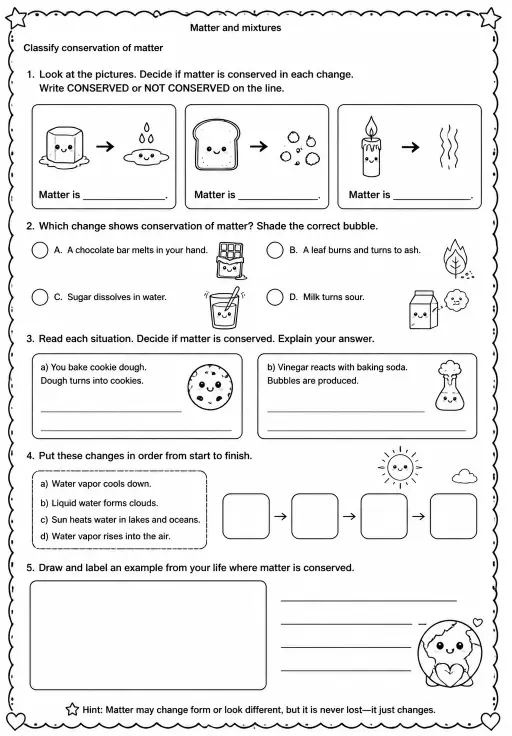 Classify conservation of matter