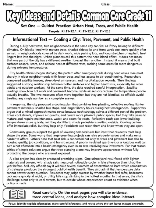 Key Ideas and Details Common Core Grade 11