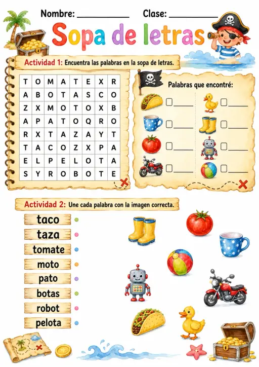 Spanish Letter T Phonics Worksheets Pack