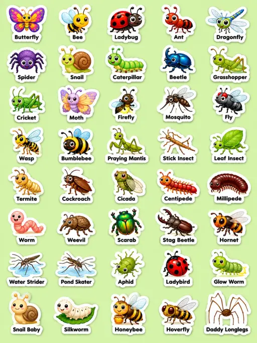 Insects Printable Sticker Sheet