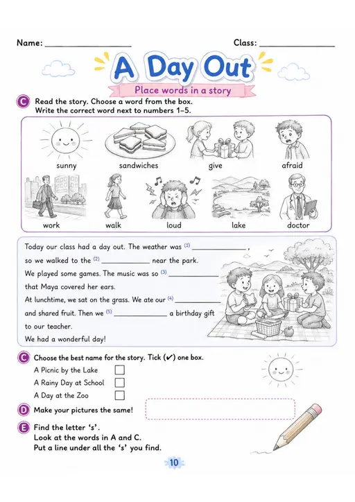 Cambridge MOVERS - A Day Out | Free Worksheet