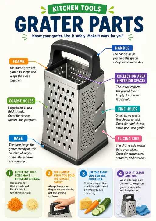 Grater parts Kitchen Tools Infographic
