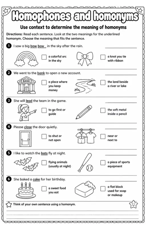 Use context to determine the meaning of homonyms