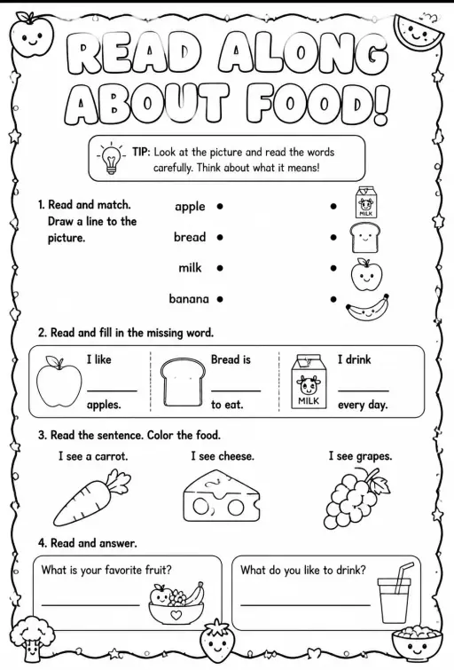 Read along about food