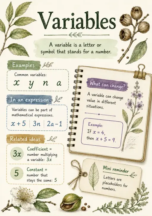 Variables Algebra Infographic