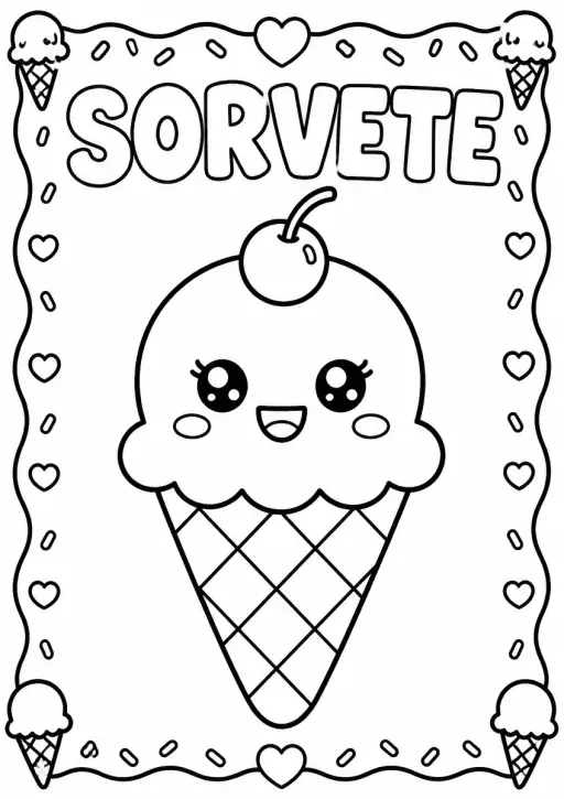 Desenho de Sorvete para Colorir