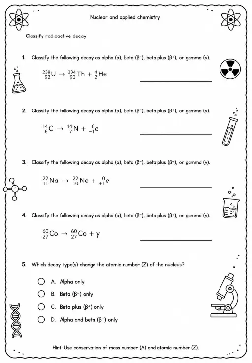 Classify radioactive decay