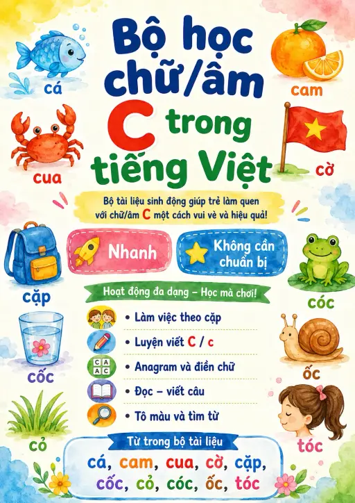 Vietnamese Letter C Phonics Worksheets Pack