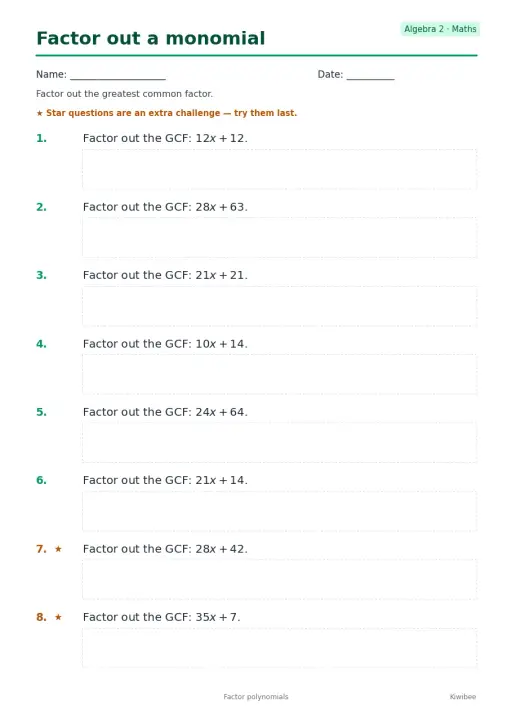 Factor out a monomial