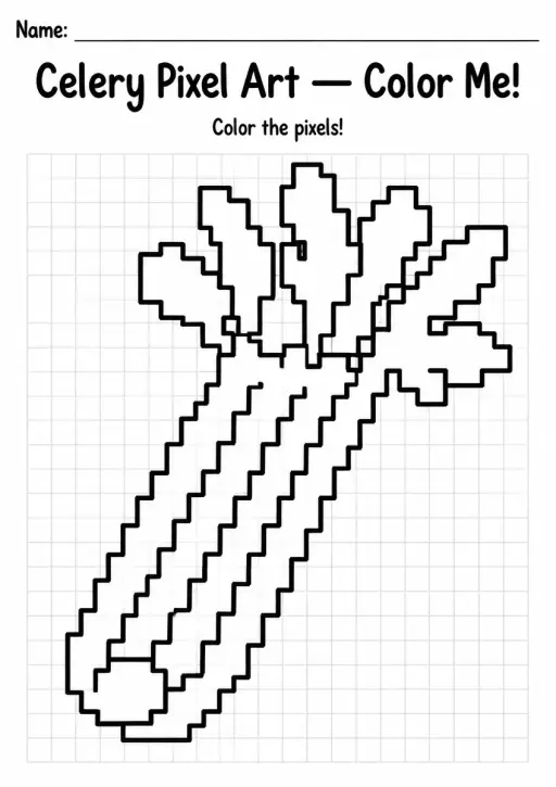 Celery Pixel Art Coloring Page
