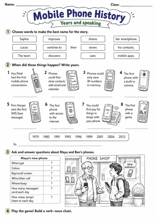 Cambridge Flyers - Mobile Phone History | Free Worksheet