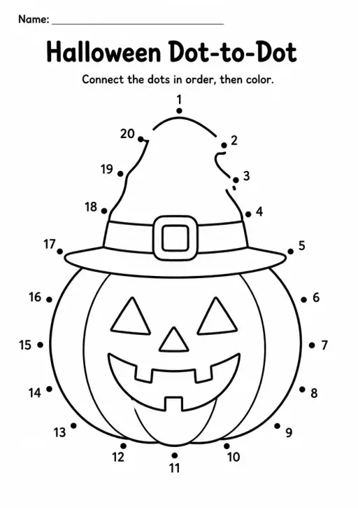 Halloween Dot-to-Dot — Grade 1