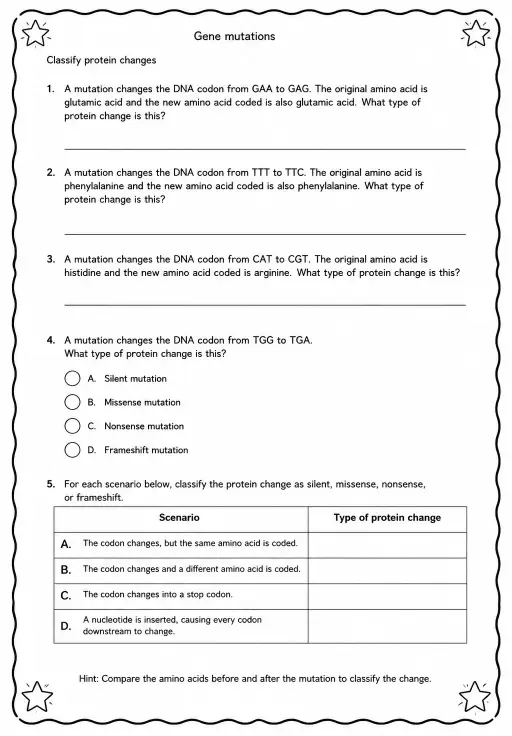 Classify protein changes