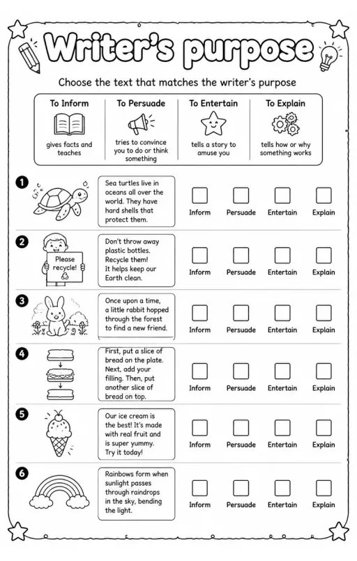 Choose the text that matches the writer's purpose