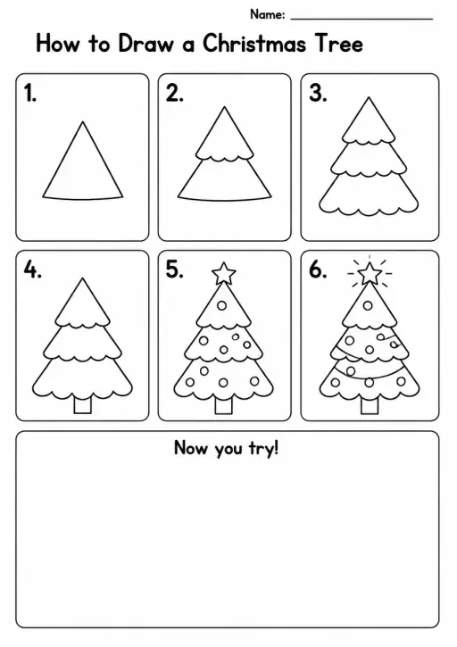 How to Draw a Christmas Tree — Grade 1