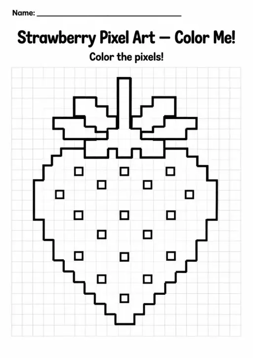 Strawberry Pixel Art Coloring Page
