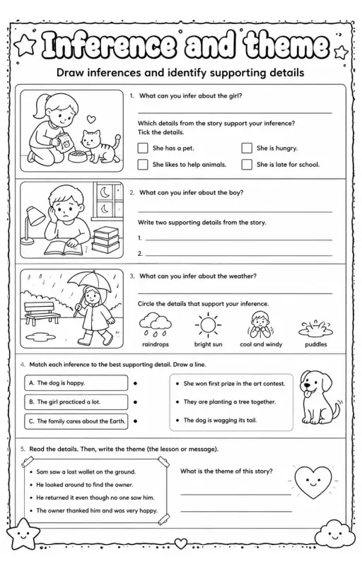 Draw inferences and identify supporting details