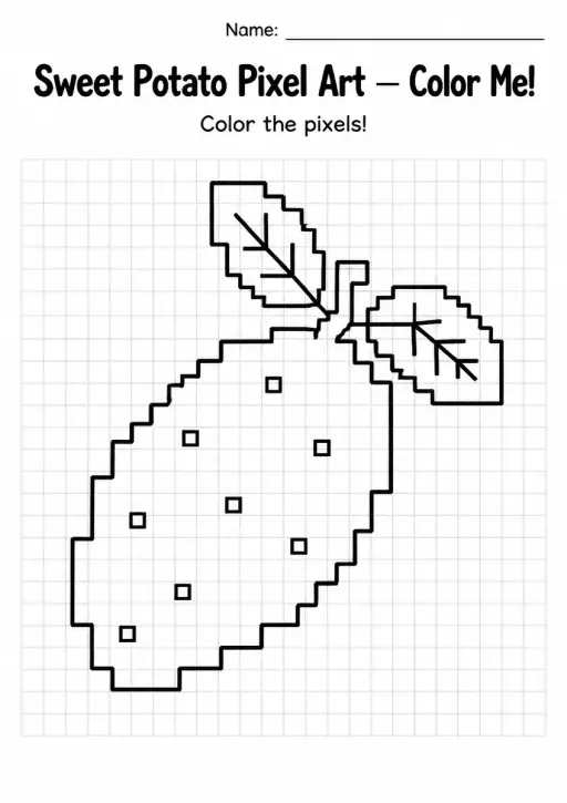 Sweet Potato Pixel Art Coloring Page