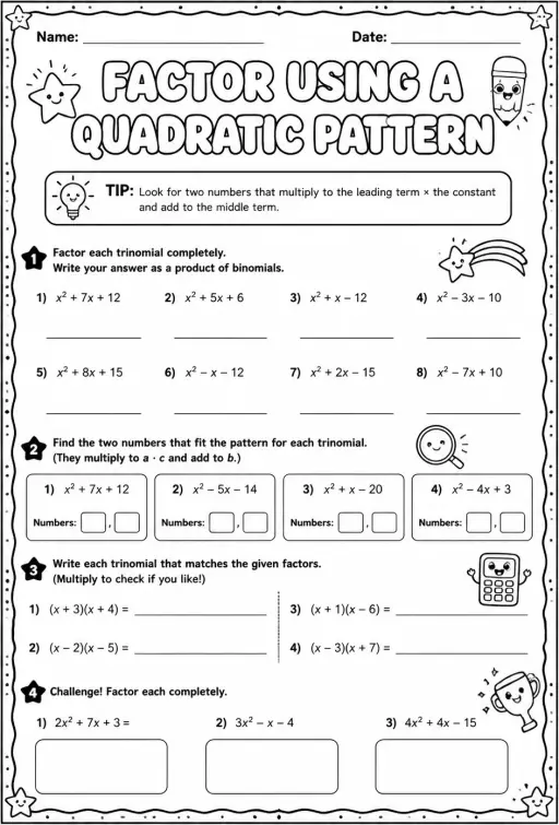 Factor using a quadratic pattern
