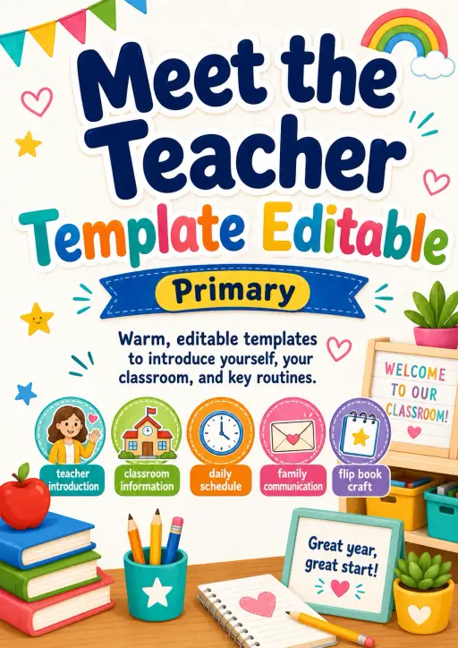 Meet the Teacher Template Editable Worksheet Pack