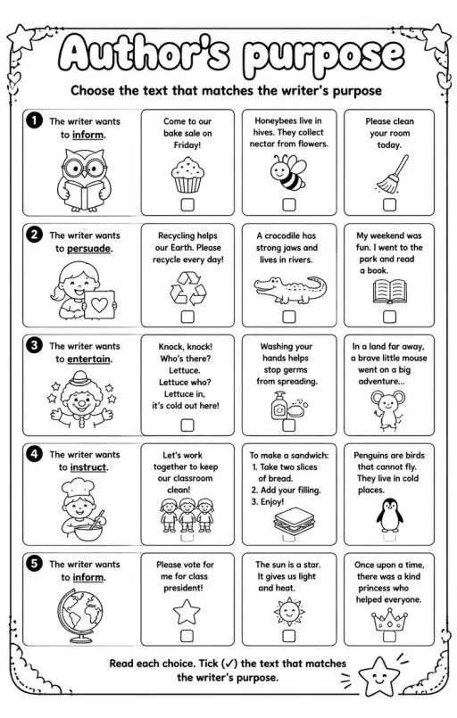 Choose the text that matches the writer's purpose