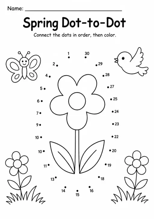 Spring Dot-to-Dot — Grade 3