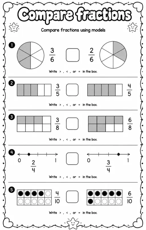 Compare fractions using models