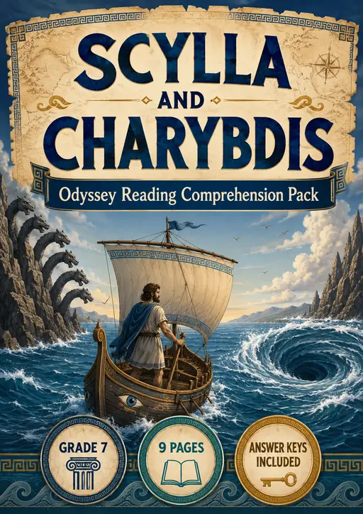 Scylla and Charybdis Reading Comprehension | Grade 7 | 9 Pages preview