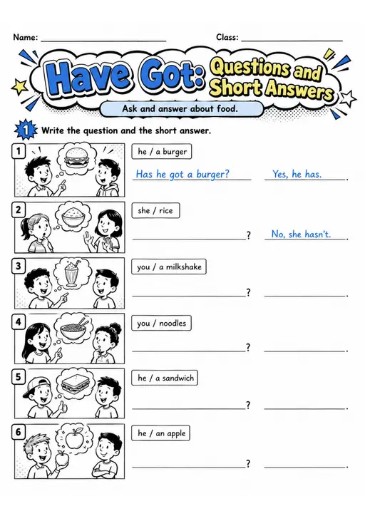 Have Got: Questions And Short Answers | Grades 2-3 Grammar Worksheet