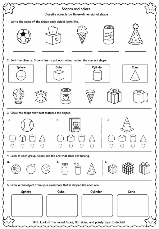 Classify objects by three-dimensional shape