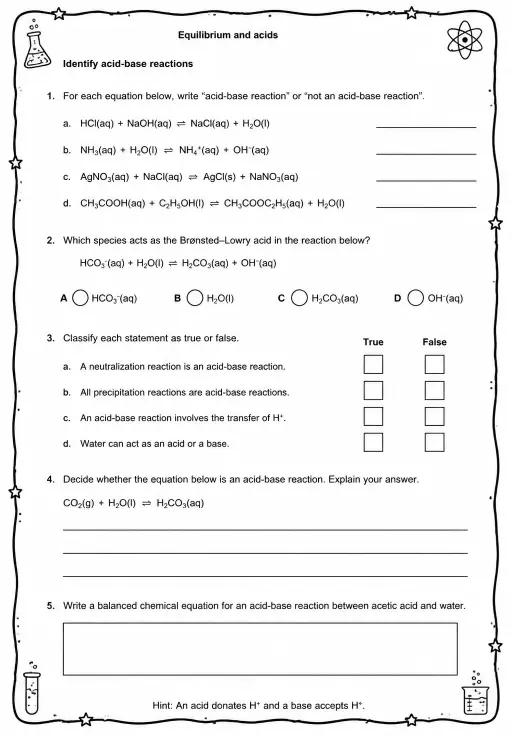 Identify acid-base reactions