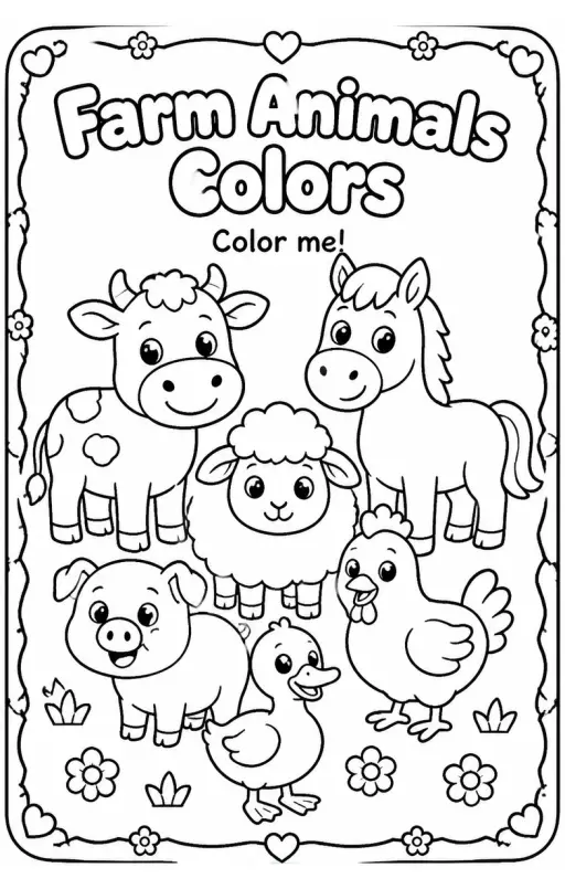 Farm Animals Colors Coloring Page
