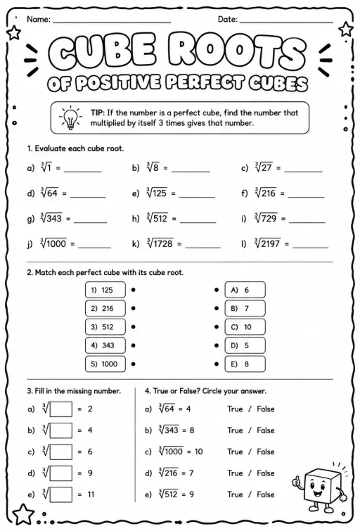 Cube roots of positive perfect cubes